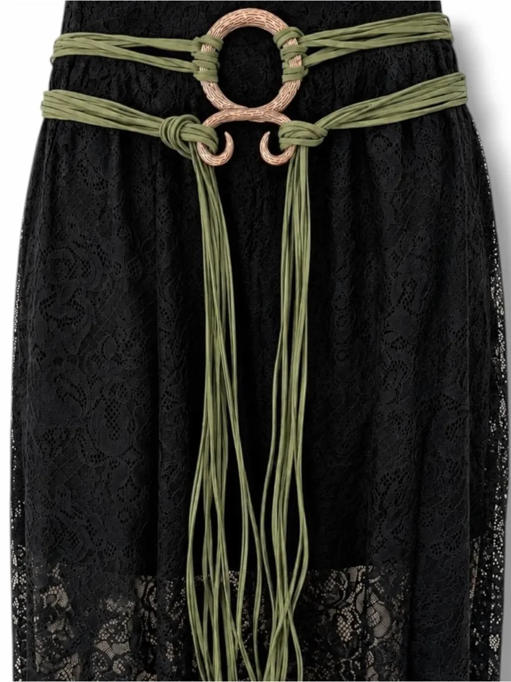 Dark Green Witch Knit Fringe Rope Belt  NWT